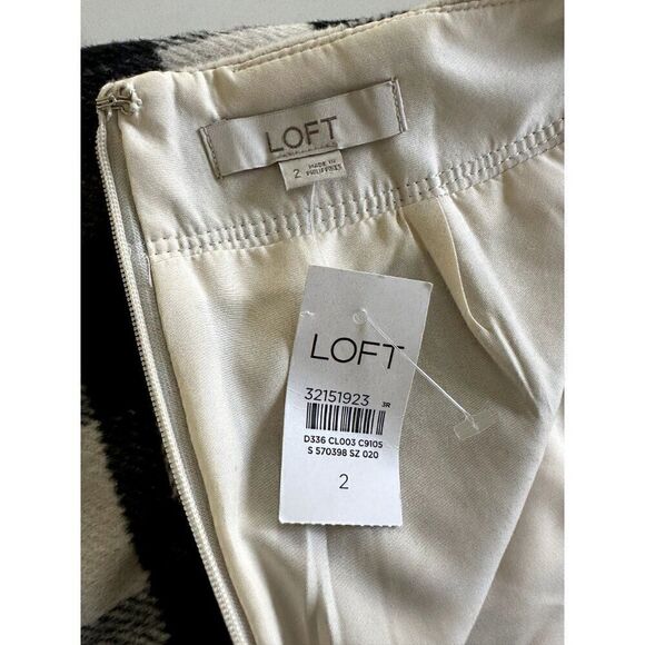 Loft NWT Checked Pocket Flannel Skirt in Black/White Size 2 - Picture 4 of 4